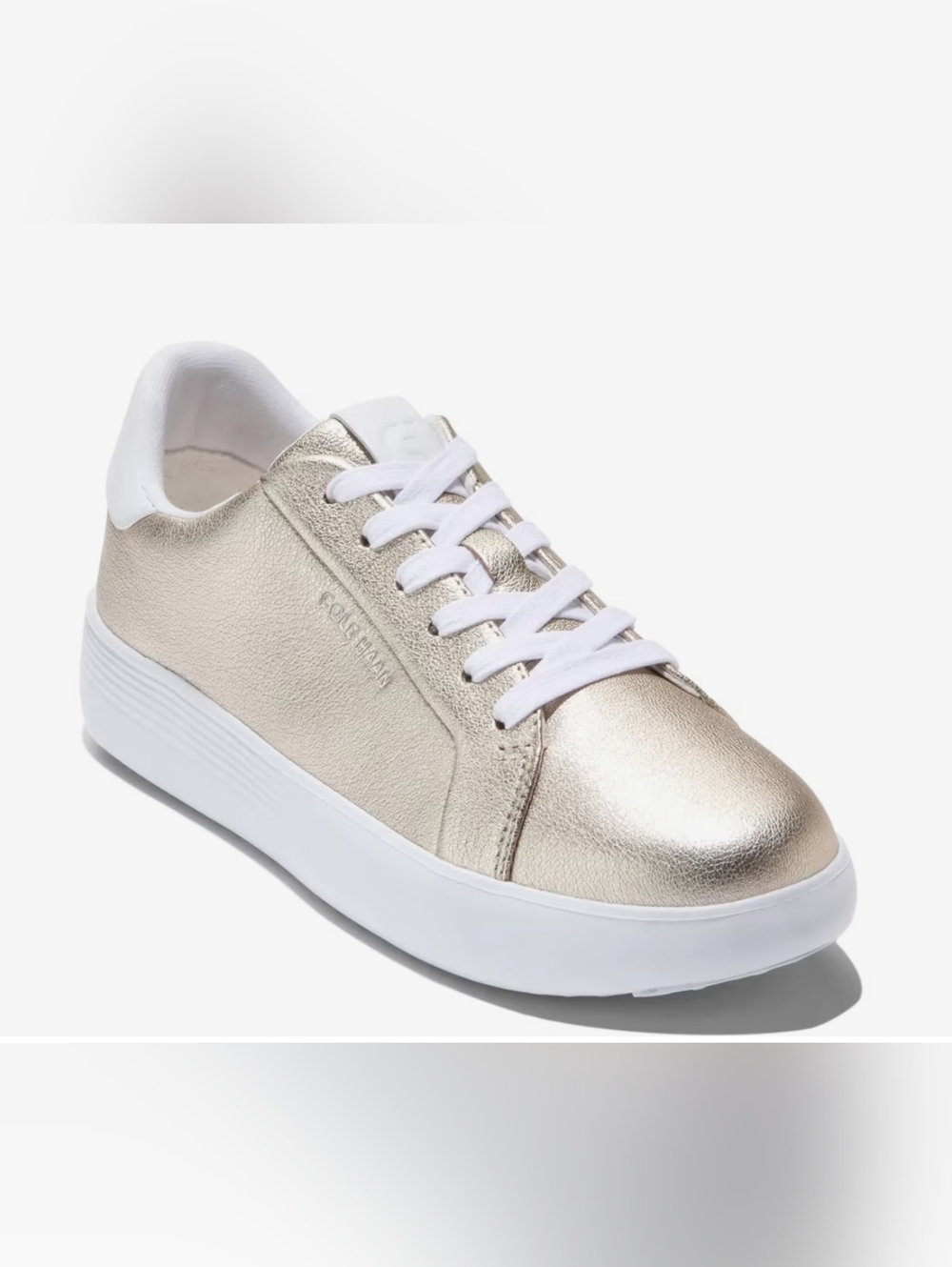 New Cole Haan Grand Crosscourt Joy Platform Sneaker Shoes Gold Metallic Size 8.5